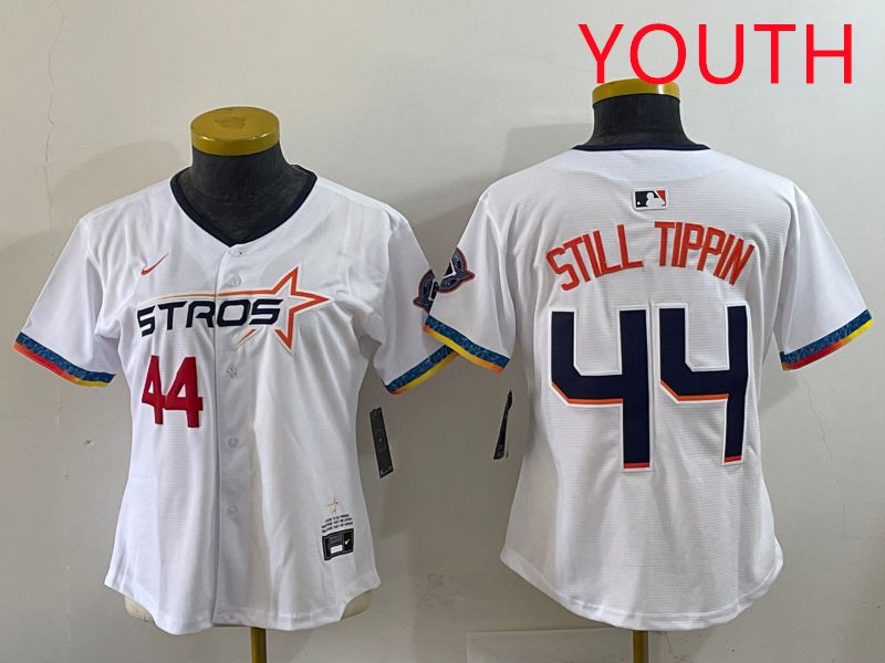 Youth Houston Astros #44 Still Tippin White Four generations Joint Name 2025 Nike MLB Jersey style 5->youth mlb jersey->Youth Jersey